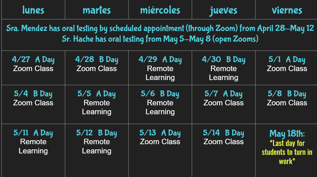Spanish Schedule